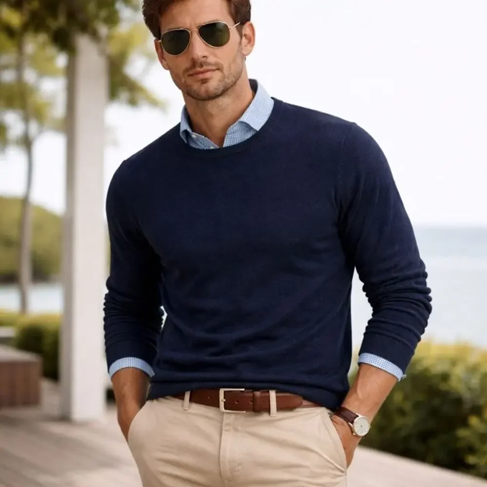 Banana Republic Italian Merino Wool Navy Crew Neck Sweater – Size XL